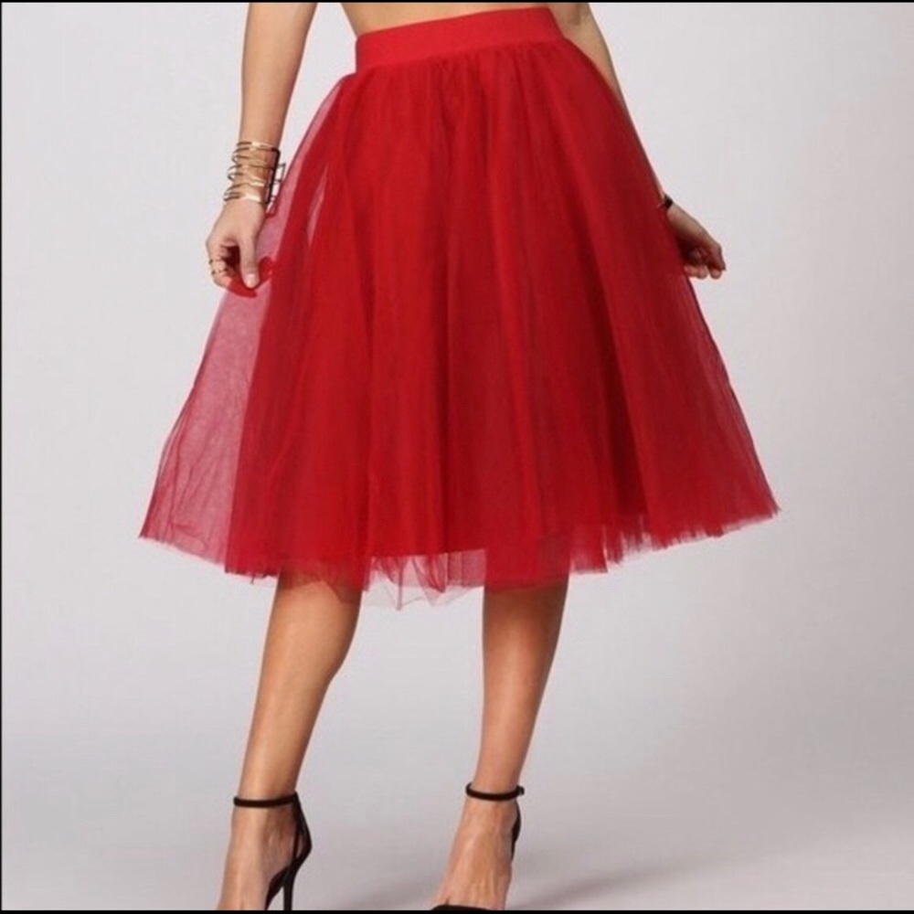 Full red tulle crinoline ballerina skirt